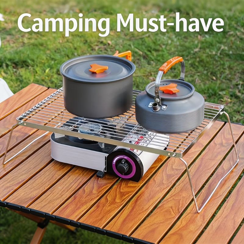 Camping Cooking Utilities - Portable Foldable Stainless Campfire Stand –
