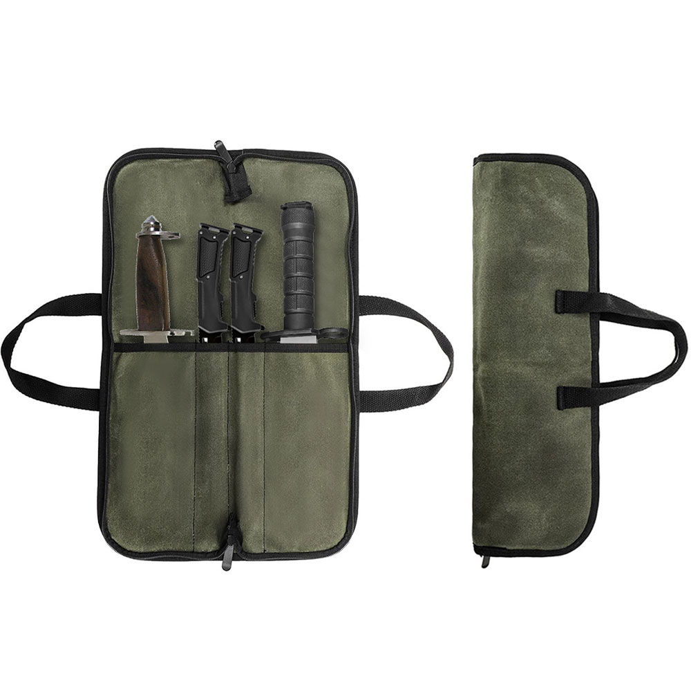 Camping Cooking Roll - Waxed Canvas Knife Roll Bag Multi