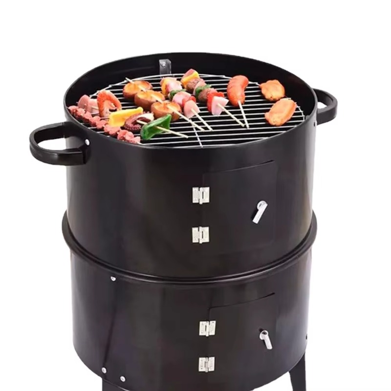 Camping Double Cooking Stove - g3BBQ Grill Round Charcoal Stove Outdoor