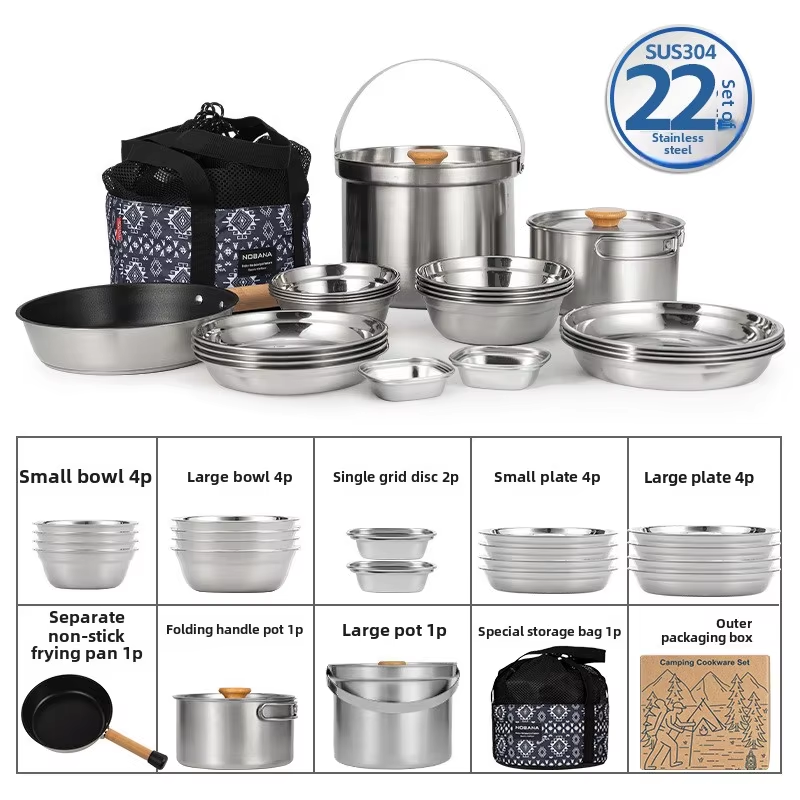 Camping Cooking Roll - NOBANA Newest Outdoor Stainless Steel Pot