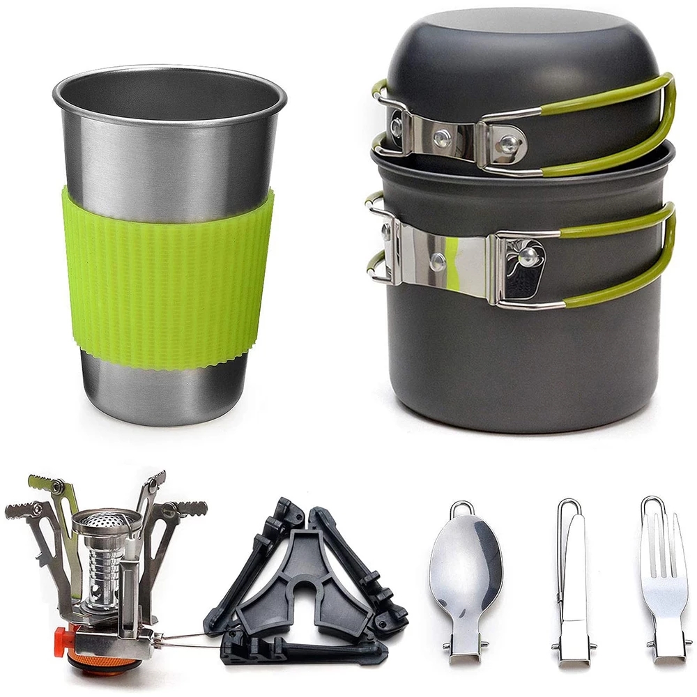 Camping Cooking Roll - Camping Cookware Kit with Stove Outdoor