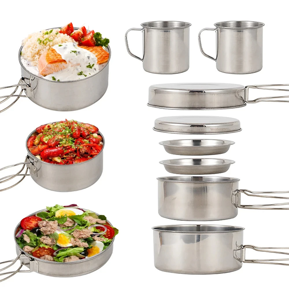 8pcs/Set Camping Cookware Mess - Camping Cooking Roll 评论和价格