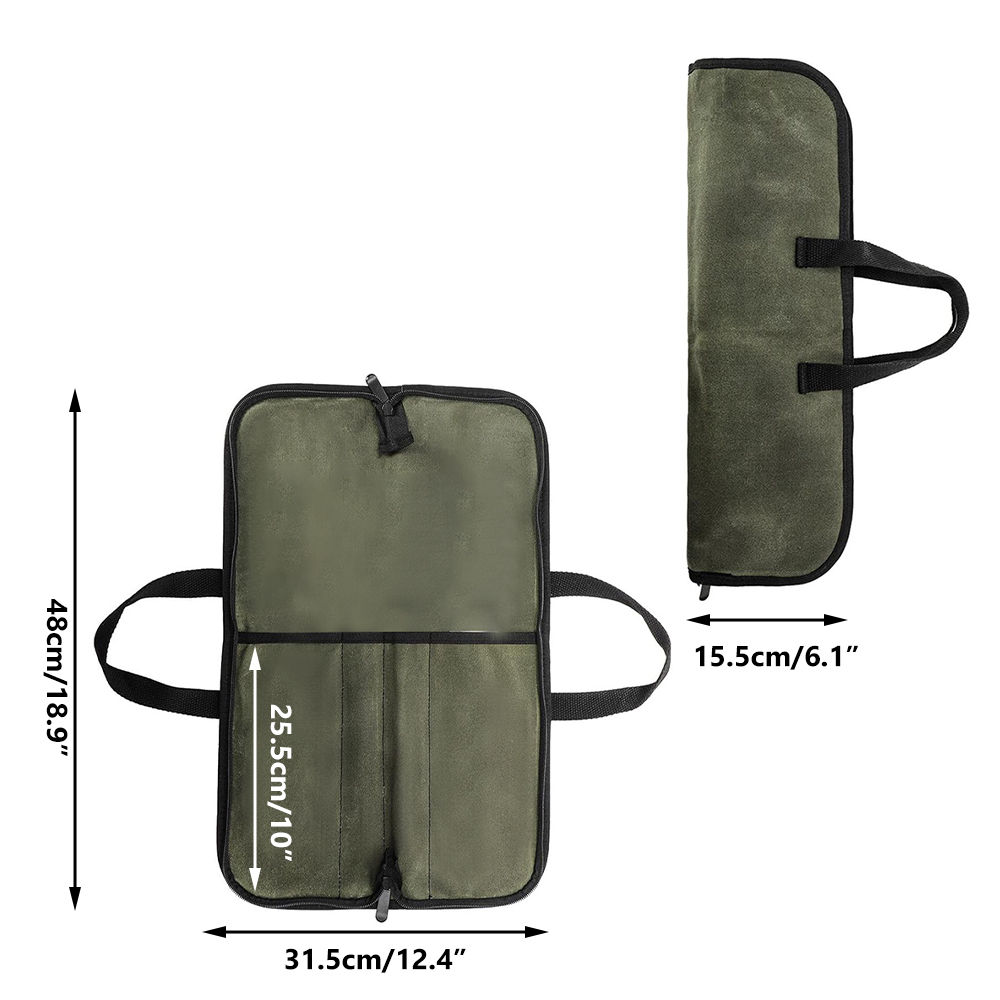 Waxed Canvas Knife Roll Bag Mu - Camping Cooking Roll 评论和价格