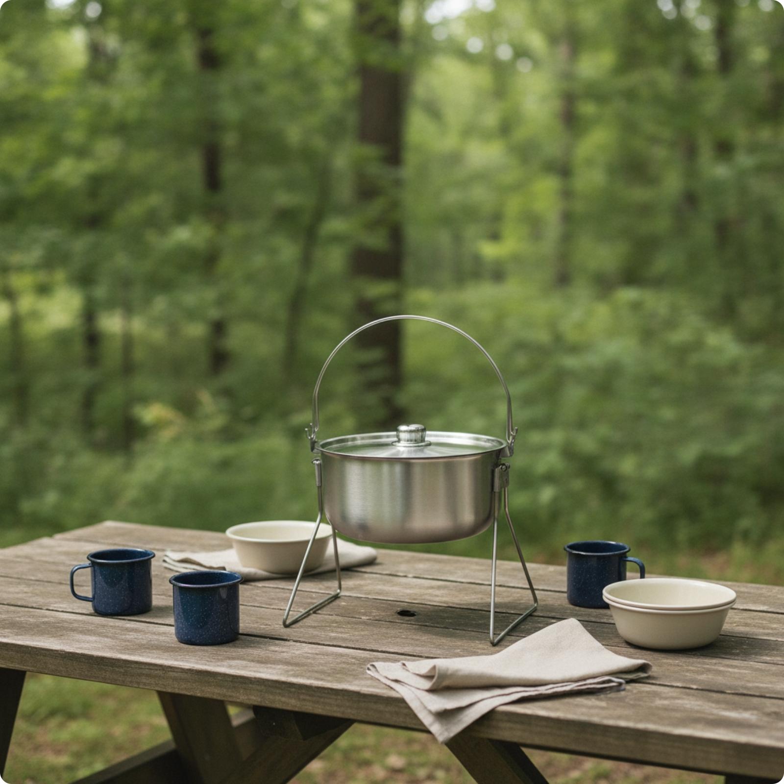 Pot with Tripod Frame Stainles - Camping Cooking Pot Tripod 评论和价格