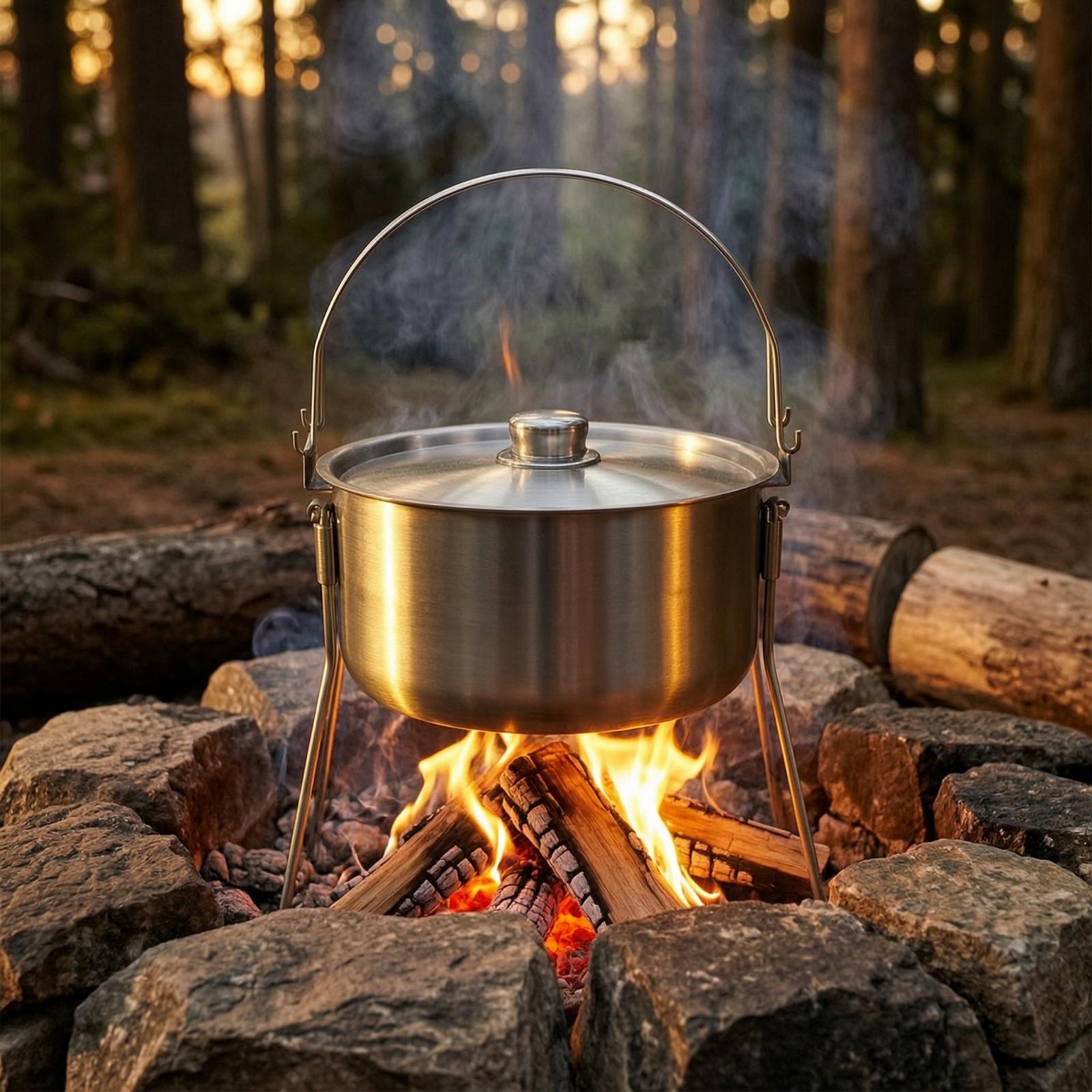Pot with Tripod Frame Stainles - Camping Cooking Pot Tripod 评论和价格