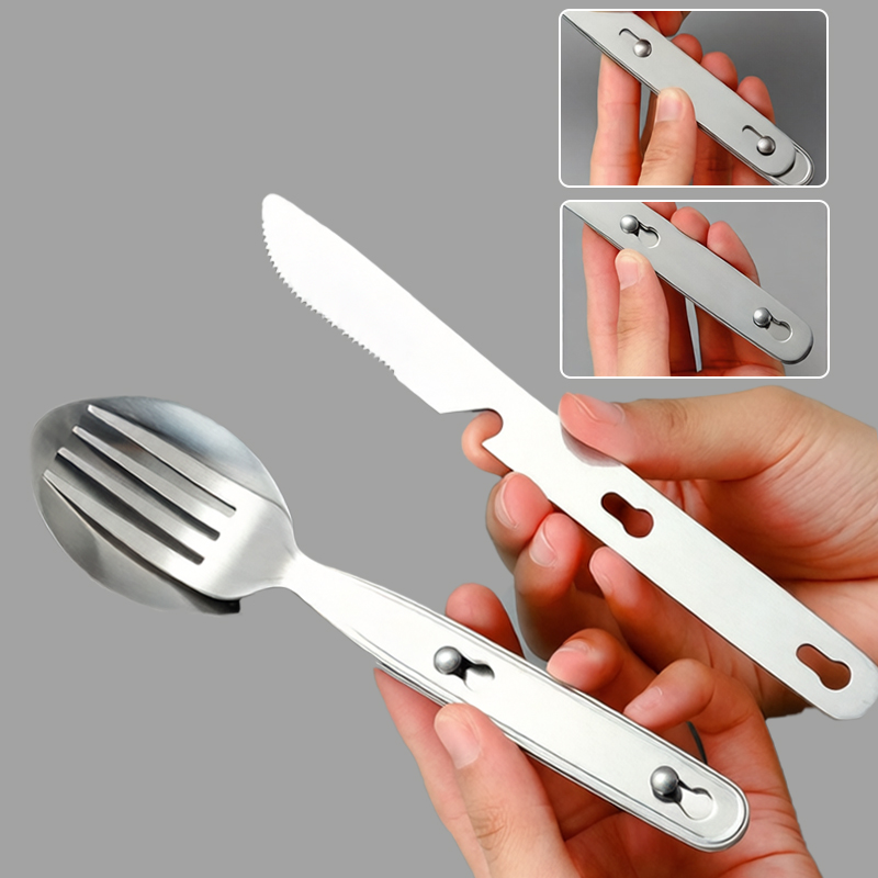 3pcs/set Folding Spoon Fork Kn - Camping Cooking Knife Set 评论和价格