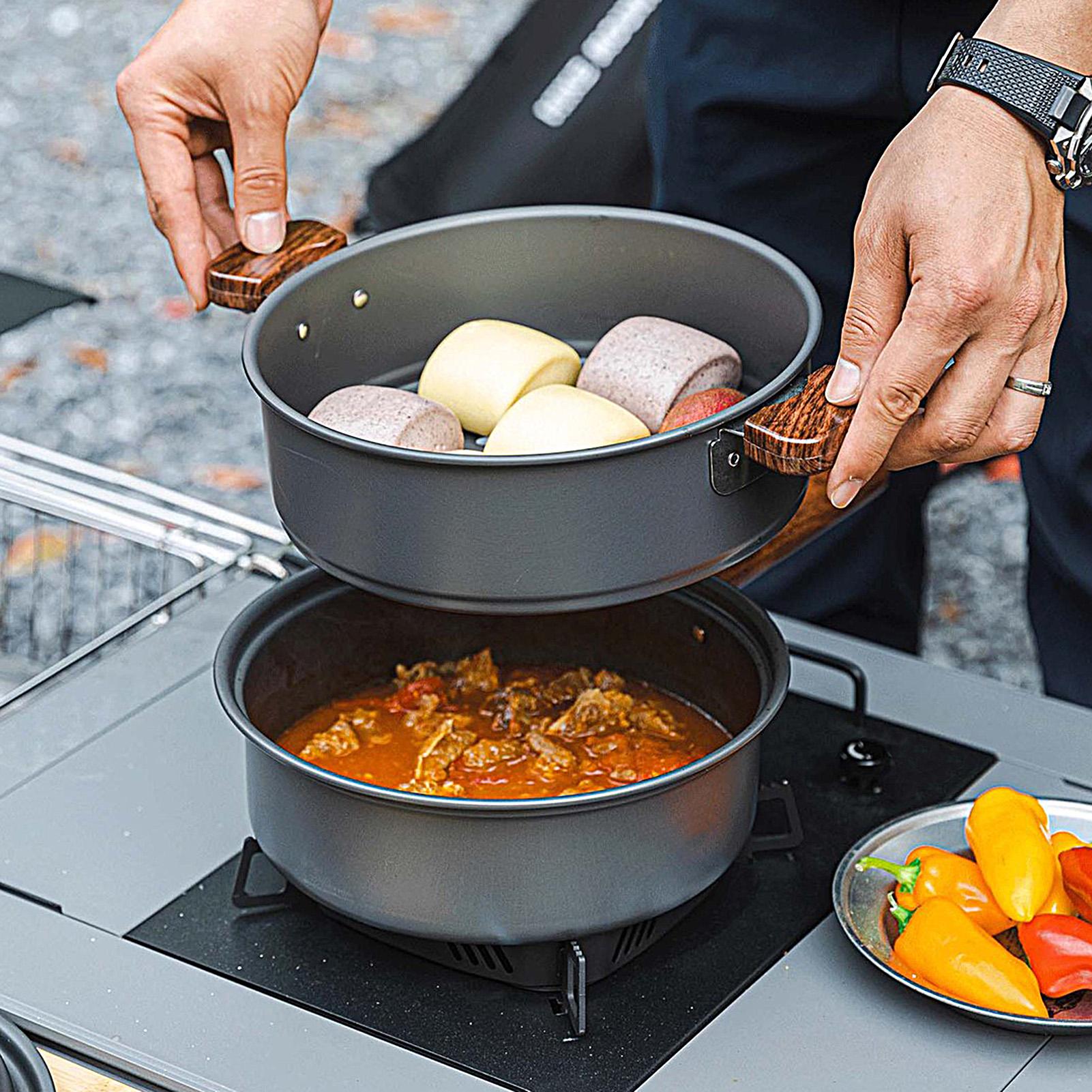 Camping Pan Portable Large Lig - Camping Double Cooking Stove 评论和价格