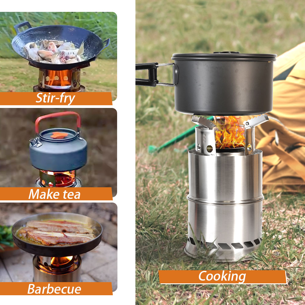 Outdoor Camping Portable Wood  - Camping Double Cooking Stove 评论和价格