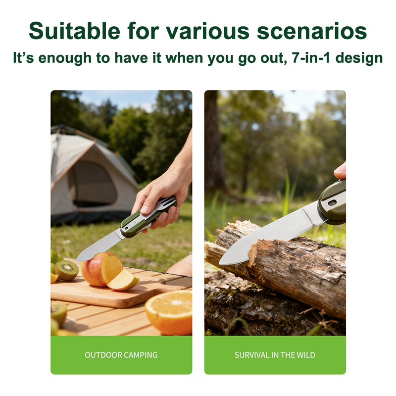 New Stainless Steel 7In1 Campi - Camping Cooking Knife Set 评论和价格