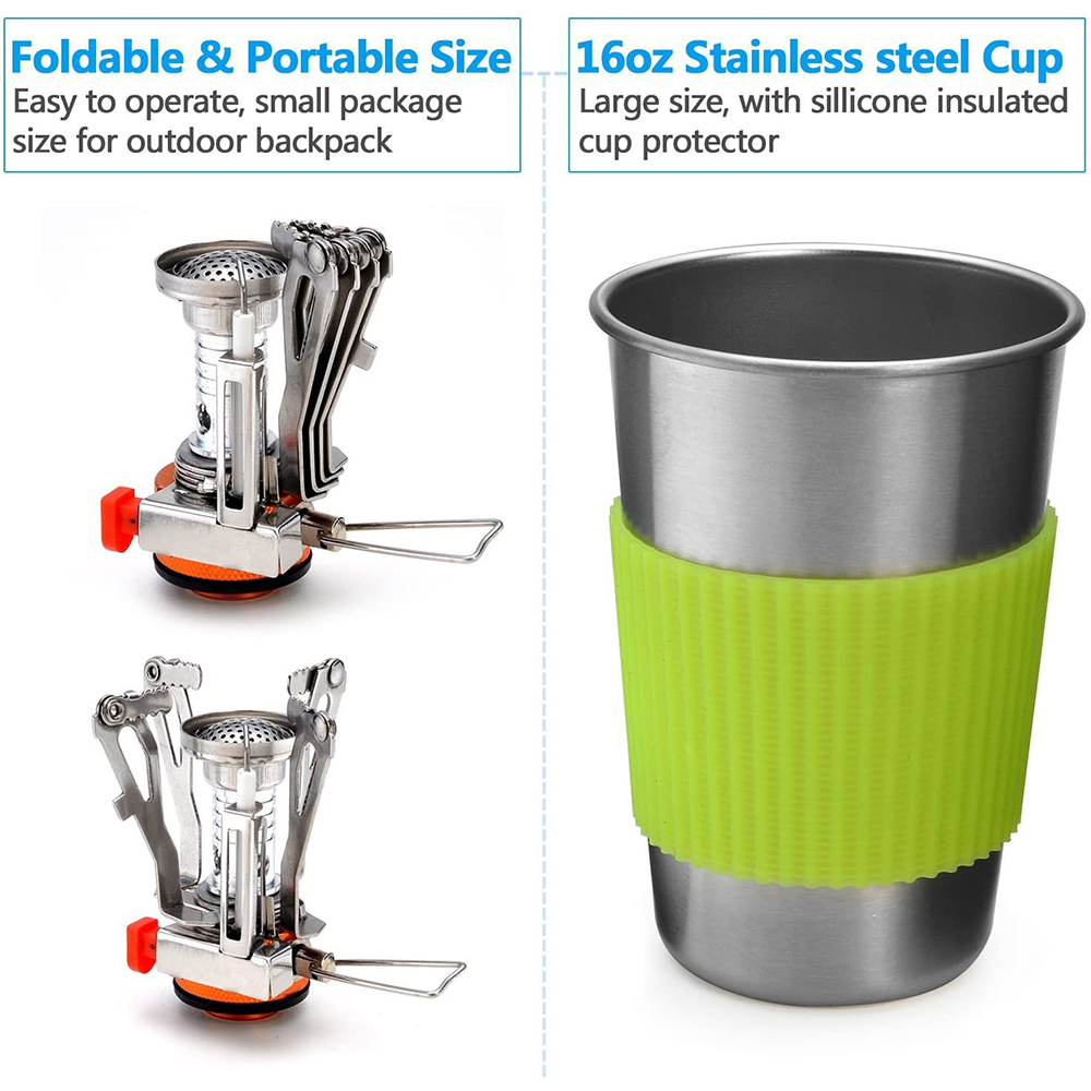 Camping Cookware Kit with Stov - Camping Cooking Roll 评论和价格
